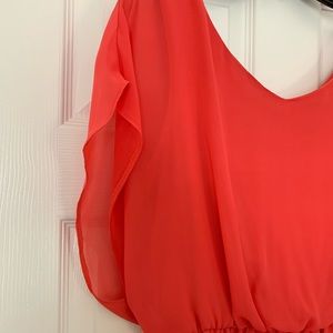 Beautiful Coral Sheath Dress with Built-in Liner